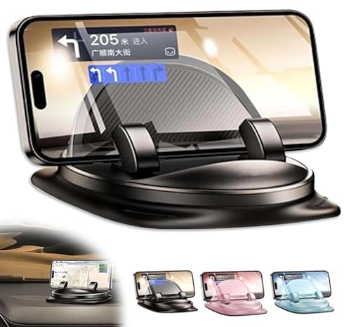 Im Uhrzeigersinn eingestellter Handyhalter, starke Saugnapf-Handyhalterung, 360° drehbar superstabiler Saugnapf Armaturenbrett-Handyhalterung, stabile und Silikon-Handyhalterung fürs Auto (Schwarz) von Mciluyaiio