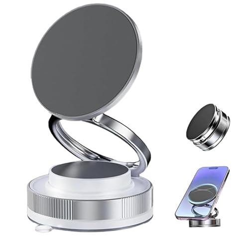 Mciluyaiio 360° Faltbare magnetische Handyhalterung, drehbarer Vakuum-Handyhalter, freihändige Saugnapfhalterung, Verstellbarer Arm, Wandmontage mit starkem Saugnapf, geeignet für Autos (Weiß) von Mciluyaiio