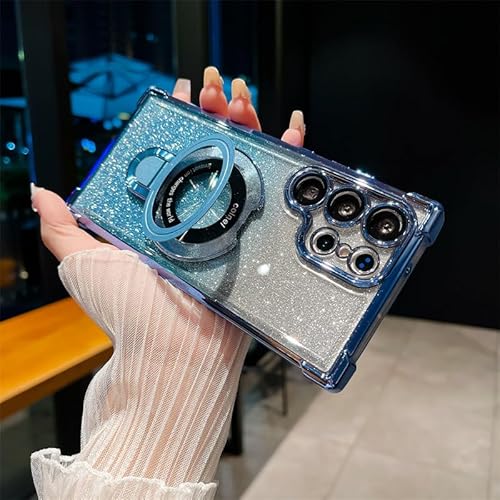 Mciluyaiio Anti-Sturz-Handyhülle mit Vier Ecken, kompatibel mit Samsung S23 S24 Plus Ultra, transparente, stoßfeste, klebrige Halterung, galvanisierte magnetische Hülle mit Farbverlauf von Mciluyaiio