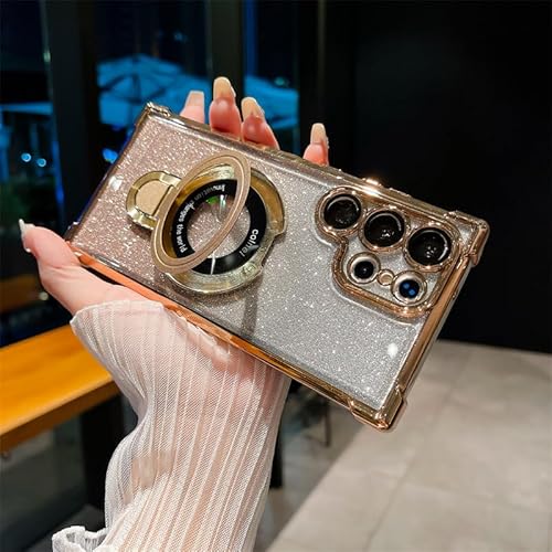 Mciluyaiio Anti-Sturz-Handyhülle mit Vier Ecken, kompatibel mit Samsung S23 S24 Plus Ultra, transparente, stoßfeste, klebrige Halterung, galvanisierte magnetische Hülle mit Farbverlauf von Mciluyaiio