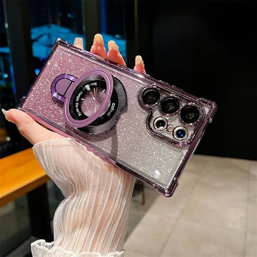 Mciluyaiio Anti-Sturz-Handyhülle mit Vier Ecken, kompatibel mit Samsung S23 S24 Plus Ultra, transparente, stoßfeste, klebrige Halterung, galvanisierte magnetische Hülle mit Farbverlauf von Mciluyaiio