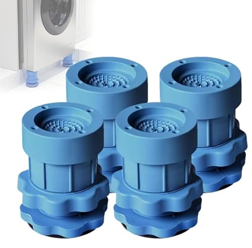 Multifunktionale verstellbare Halterungsbasis, Anti-Vibrations-Pads für Waschmaschine, rutschfeste, stoßdämpfende und geräuschunterdrückende Waschmaschinen-Fußpolster (Blau 4St) von Mciluyaiio