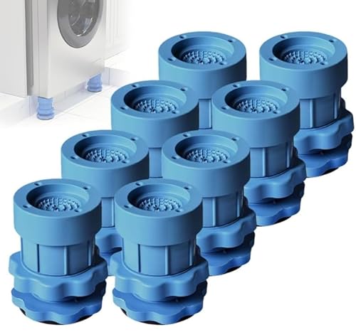 Multifunktionale verstellbare Halterungsbasis, Anti-Vibrations-Pads für Waschmaschine, rutschfeste, stoßdämpfende und geräuschunterdrückende Waschmaschinen-Fußpolster (Blau 8St) von Mciluyaiio