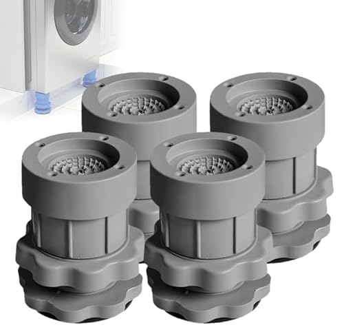 Multifunktionale verstellbare Halterungsbasis, Anti-Vibrations-Pads für Waschmaschine, rutschfeste, stoßdämpfende und geräuschunterdrückende Waschmaschinen-Fußpolster (Grau 4St) von Mciluyaiio