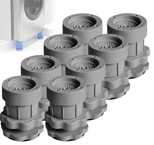Multifunktionale verstellbare Halterungsbasis, Anti-Vibrations-Pads für Waschmaschine, rutschfeste, stoßdämpfende und geräuschunterdrückende Waschmaschinen-Fußpolster (Grau 8St) von Mciluyaiio