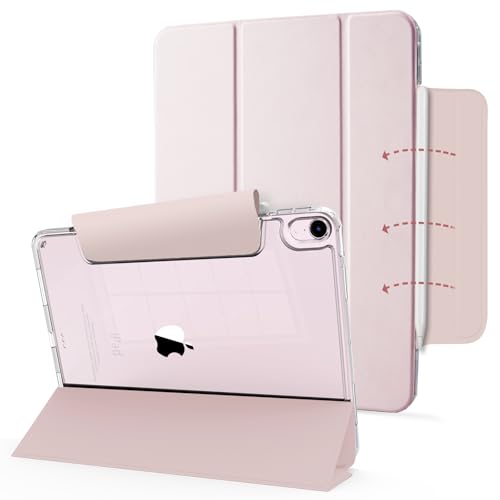 Mcku Bear für iPad Air 11 Hülle 2025/2024 M3/2, iPad Air5 Hülle 2022 10,9 Zoll 2020,hülle mit Stifthalter,Transparent Klar Hartschalen Rückseite,Kirschblüte rosa von Mcku Bear