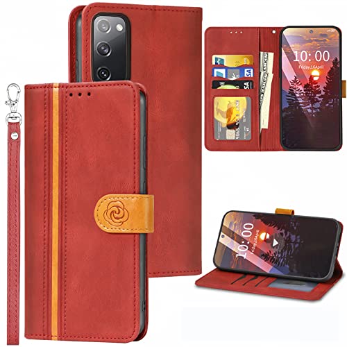 McWaLa Samsung S20 FE Hülle, Handyhülle für Samsung S20 FE 5G, Leder Flip Case, Klapphülle mit Kartenfach und Standfunktion, Schutzhülle für Samsung Galaxy S20 FE 5G(Rot) von Mcpasent