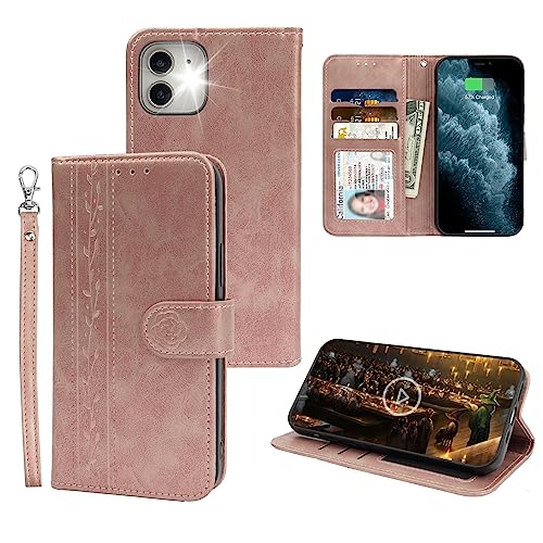 McWaLa iPhone 12 / iPhone 12 Pro Geldbörse Hülle, Leder Flip Handyhülle, [Magnetische Schutzhülle] [Kartenfach] [Standfunktion] Handyhülle für iPhone 12 / iPhone 12 Pro, 6.1”-(Rose Gold) von Mcpasent