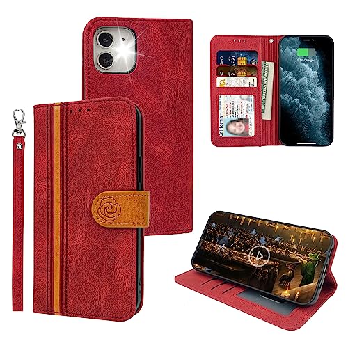 McWaLa iPhone 12 / iPhone 12 Pro Geldbörse Hülle, Leder Flip Handyhülle, [Magnetische Schutzhülle] [Kartenfach] [Standfunktion] Handyhülle für iPhone 12 / iPhone 12 Pro, 6.1”-Rot von Mcpasent