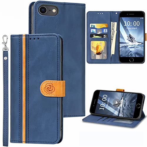 McWaLa iPhone 8/7/SE2020/SE2022/6/6S Handyhülle, Leder Flip Hülle, [Magnetische Schutzhülle] [Kartenfach] [Standfunktion] Handyhülle für iPhone 7/8/ SE2020/SE2022/6/6S/. 4.7"-(Blau) von Mcpasent