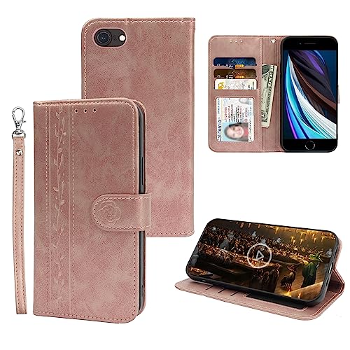 McWaLa iPhone 8/7/SE2020/SE2022/6/6S Handyhülle, Leder Flip Hülle, [Magnetische Schutzhülle] [Kartenfach] [Standfunktion] Handyhülle für iPhone 7/8/ SE2020/SE2022/6/6S/. 4.7" (Rose Gold) von Mcpasent
