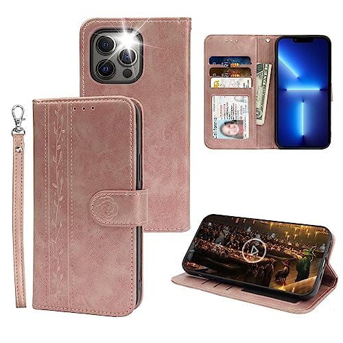 Mcpasent McWaLa Handyhülle für iPhone 13 Pro, Leder Klapphülle mit Kartenfach und Standfunktion, Schutzhülle für iPhone 13 Pro (Dunkelgrün) von Mcpasent