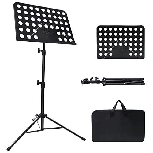 Notenständer, verstellbarer Notenständer mit Tragetasche, professioneller Notenbuchhalter, Notenblatt-Clip-Halter für Gitarre, Ukulele, Violinenspieler (Standardversion, 1 Packung) von Mdvora