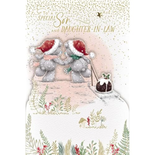 Me To You Tatty Teddy Luxuriöse handgefertigte Weihnachtskarte für Sohn und Schwiegertochter, 15,2 x 22,9 cm, offizielle Kollektion von Me To You Bear