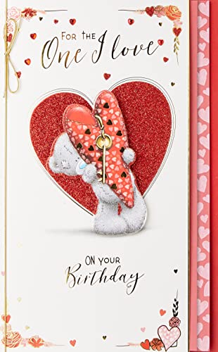 Me To You Geburtstagskarte mit Herz- und Schlüsselmotiv For The One I Love On Your Birthday, gemischt, Größe: 15,2 x 22,9 cm, AHT01007 von Me to You