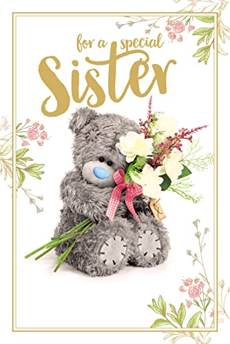 Me to You Schwester Geburtstag Bär Sat mit Blumenstrauß von Me to You