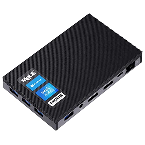 MeLE Lüfterloser Mini-PC Windows 10 Pro Celeron J4125 8GB DDR4 256GB eMMC Ultra-Thin Mini Desktop Computer 4K HDMI x2, Dual Band WiFi, USB x4 Gigabit Ethernet, BT 4.2 von MeLE
