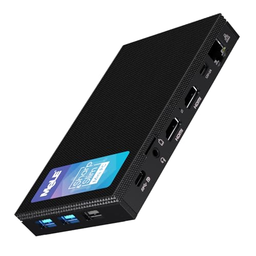 MeLE Quieter4C Lüfterloser Mini PC Windows 11 Pro 8GB DDR4 256GB ROM Micro PC Alder Lake N100(bis zu 3.4GHz) Kleiner Formfaktor PC USB-C 2 X HDMI 4K@60 Desktop-Computer mit DREI Bildschirmen von MeLE