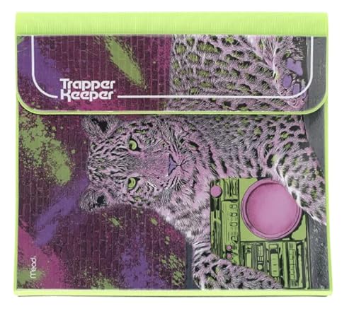 Trapper Keeper Ordner Retro Design 2,5 cm Ordner inklusive 2 Ordner und Extratasche, Metallringe und Federclip, sichere Aufbewahrung, Tier Mead Schulbedarf, Gepard (260038E) von Mead