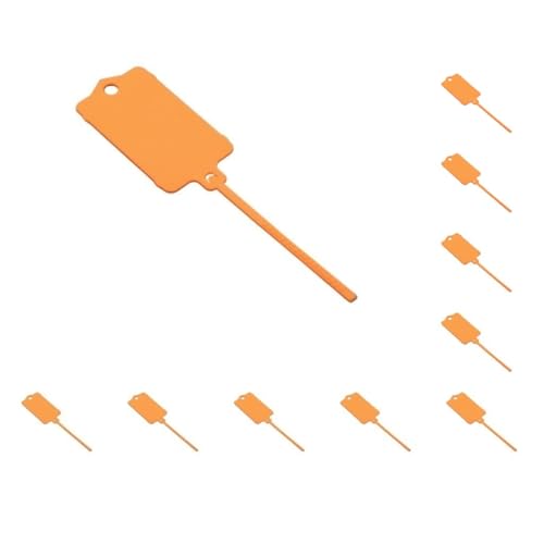 10 Set 100 Stück gezackte Spanndichtungsbänder mit großem Etikett einfach und sicher wiederverwendbar blanko Kunststoffanhänger Kunststoffbinder Schlüsselanhänger Orange von Mealoodiousmusea