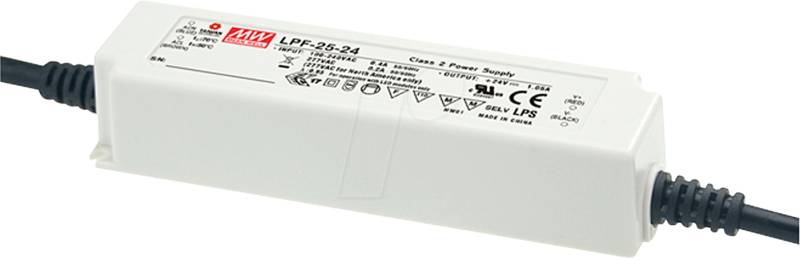 MW LPF-25-15 - LED-Trafo, 25 W, 15 V DC, 1670 mA von Mean Well
