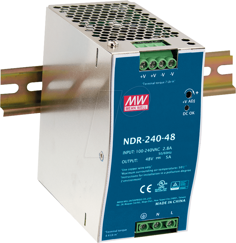 MW NDR-240-48 - Schaltnetzteil, Hutschiene, 240 W, 48 V, 5 A MW NDR-240-48 - Schaltnetzteil, Hutschiene, 240 W, 48 V, 5 A von Mean Well