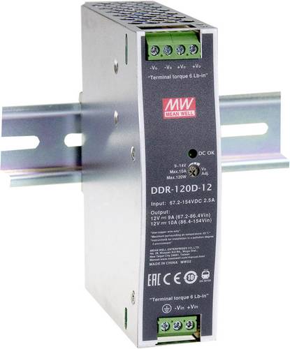 Mean Well DDR-120B-24 Hutschienen-DC/DC-Wandler (DIN-Rail) 24 V/DC 5A 120W Anzahl Ausgänge:1 x Inha von Mean Well