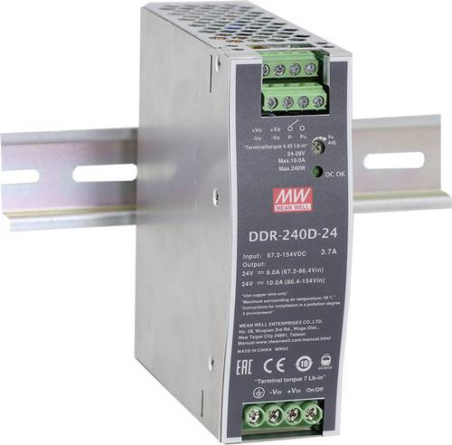 Mean Well DDR-240C-48 Hutschienen-DC/DC-Wandler (DIN-Rail) 48 V/DC 5A 240W Anzahl Ausgänge:1 x Inha von Mean Well