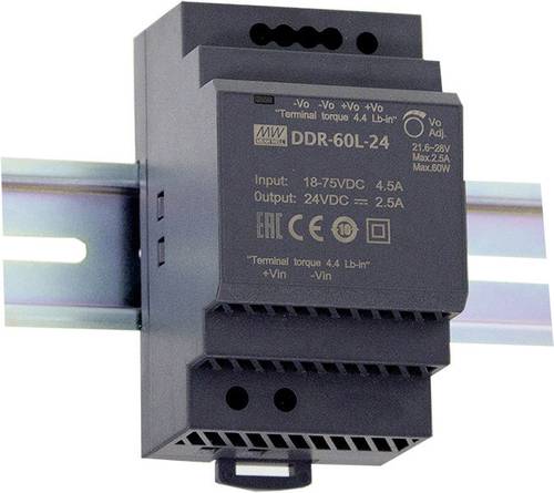 Mean Well DDR-60L-15 Hutschienen-DC/DC-Wandler (DIN-Rail) 15 V/DC 4A 60W Anzahl Ausgänge:1 x Inhalt von Mean Well