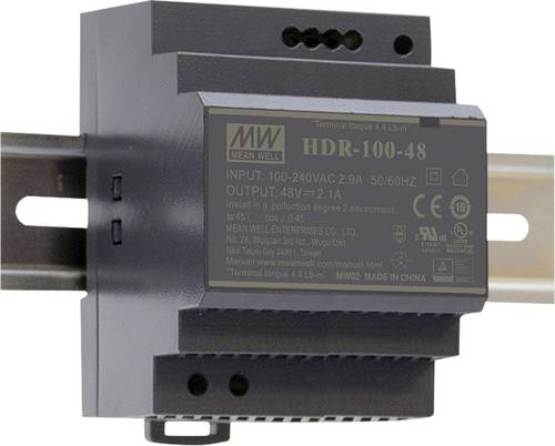 Mean Well HDR-100-48 Hutschienen-Netzteil (DIN-Rail) 48 V/DC 1.92A 92.2W Anzahl Ausgänge:1 x Inhalt von Mean Well