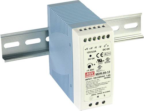 Mean Well MDR-60-12 Hutschienen-Netzteil (DIN-Rail) 12 V/DC 5A 60W Anzahl Ausgänge:1 x Inhalt 1St. von Mean Well