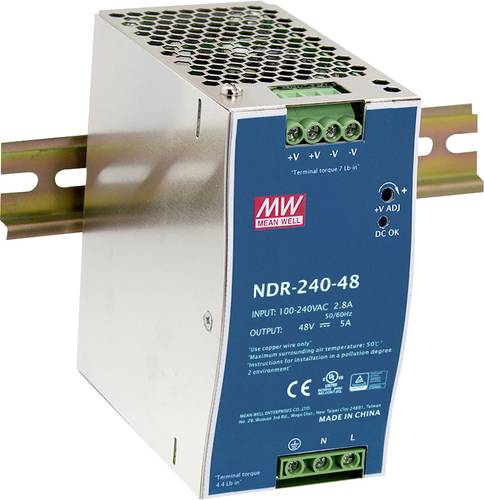 Mean Well NDR-240-48 Hutschienen-Netzteil (DIN-Rail) 240W Anzahl Ausgänge:1 x Inhalt 1St. von Mean Well