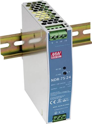 Mean Well NDR-75-12 Hutschienen-Netzteil (DIN-Rail) 12 V/DC 6.3A 75W Anzahl Ausgänge:1 x Inhalt 1St. von Mean Well