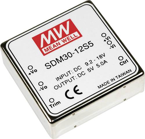 Mean Well SDM30-12S3 DC/DC-Wandler 16.5W Anzahl Ausgänge: 1 x Inhalt 1St. Mean Well SDM30-12S3 DC/DC-Wandler 16.5W Anzahl Ausgänge: 1 x Inhalt 1St. von Mean Well