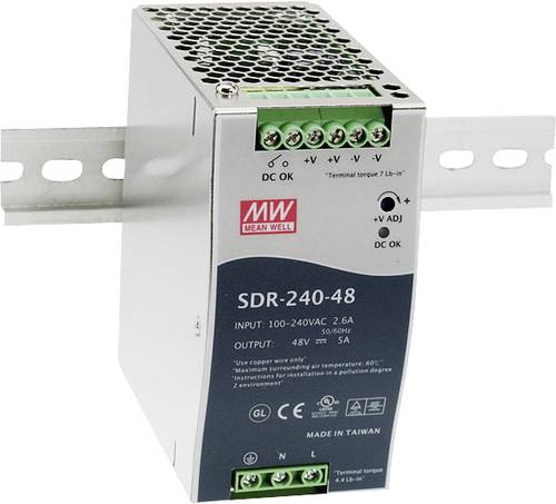 Mean Well SDR-240-24 Hutschienen-Netzteil (DIN-Rail) 24 V/DC 10A 240W Anzahl Ausgänge:1 x Inhalt 1S von Mean Well