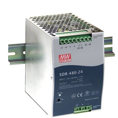 Mean Well SDR-480-24 Hutschienen-Netzteil (DIN-Rail) 24 V/DC 20A 480W Anzahl Ausgänge:1 x Inhalt 1S von Mean Well