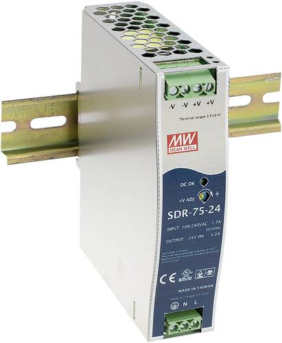 Mean Well SDR-75-12 Hutschienen-Netzteil (DIN-Rail) 12 V/DC 6.3A 75W Anzahl Ausgänge:1 x Inhalt 1St. von Mean Well