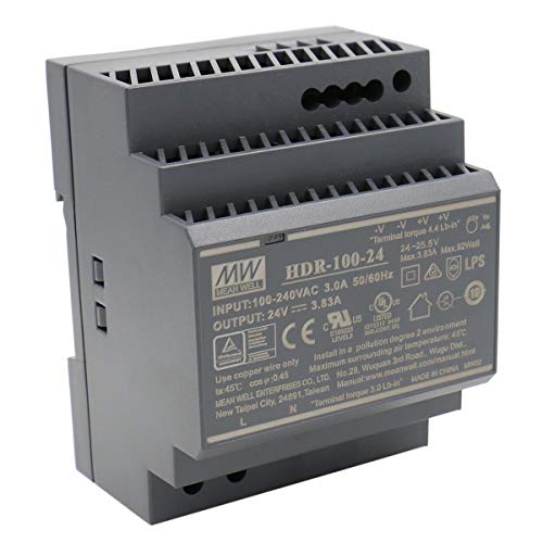 MEAN WELL HDR-100-24 AC-DC Ultra Slim DIN Rail Netzteil CV, schwarz von Mean Well