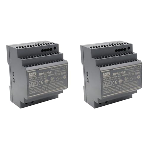 Mean Well HDR-100-24 AC-DC Ultra Slim DIN Rail Netzteil CV, schwarz (Packung mit 2) von MeanWell