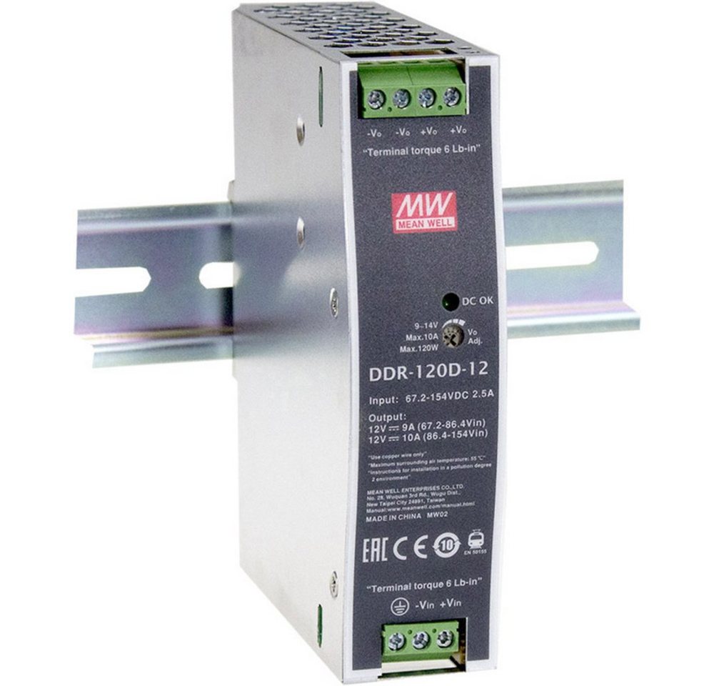 MeanWell Mean Well DDR-120C-48 Hutschienen-DC/DC-Wandler (DIN-Rail) 48 V/DC 2. Hutschienen-Netzteil von MeanWell