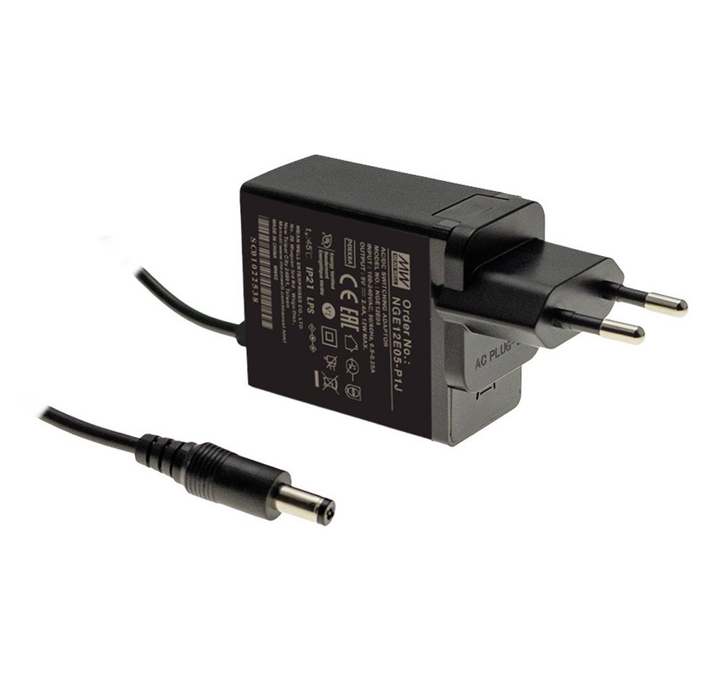 MeanWell Mean Well NGE12E24-P1J Steckernetzteil, Festspannung 24 V/DC 15 W Steckernetzteil von MeanWell