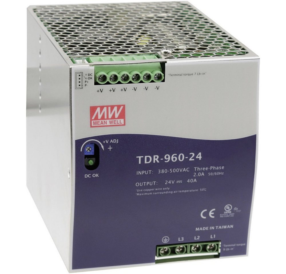 MeanWell Mean Well TDR-960-24 Hutschienen-Netzteil (DIN-Rail) 24 V/DC 40 A 960 Hutschienen-Netzteil von MeanWell