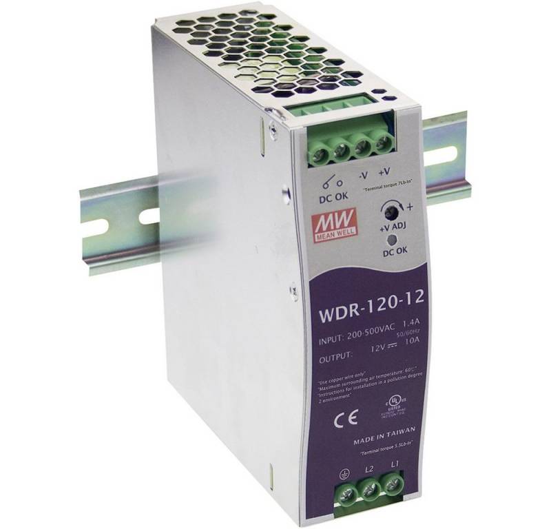 MeanWell Mean Well WDR-120-12 Hutschienen-Netzteil (DIN-Rail) 12 V/DC 10 A 120 Hutschienen-Netzteil von MeanWell