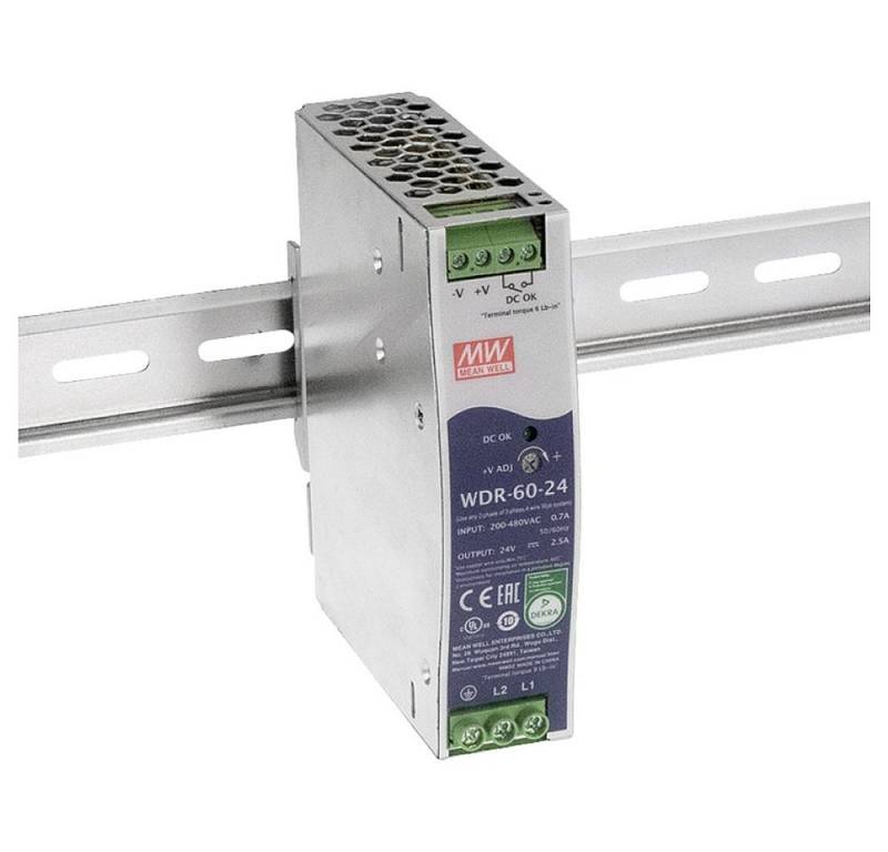 MeanWell Mean Well WDR-60-24 Hutschienen-Netzteil (DIN-Rail) 24 V/DC 2.5 A 60 Hutschienen-Netzteil von MeanWell