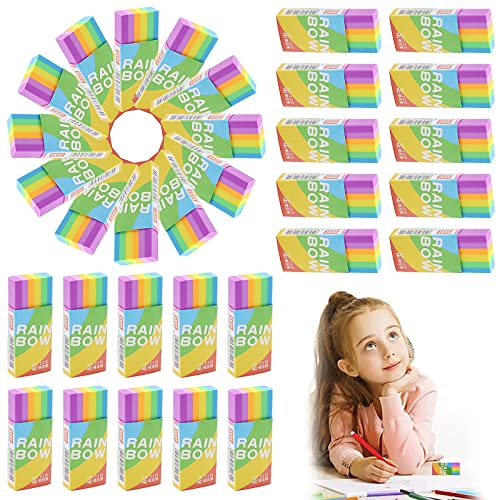 30 Stück Radiergummi, Radiergummis, Radiergummi Kinder, Radierer, Radiergummi Set, Groß Radiergummi, 2B Radiergummi, Weich Radierer, Eraser, Farbenfroh Radiergummi für Schule Skizzen Gemälden Künsten von Mecctuck