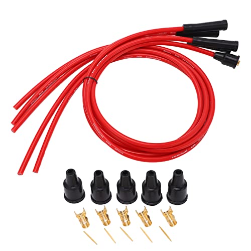 MechKit HOHE LEISTUNG RED SPARK PLUG I GNITION DRAHT SET FÜR 4 ZYLINDER AUTOMOBIL 8MM von MechKit