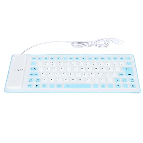 MechKit Silikon -Tastatur wasserdichte Leichte tragbare, weiche, komfortable USB -Kabeltastatur (Blau) von MechKit