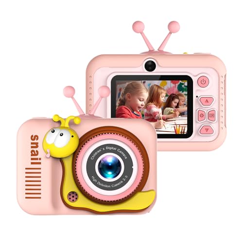 Niedliche Cartoon-Kinderkamera, Digitalkamera, 720P, Kinderkamera, 20 MP für Jungen und Mädchen, 4-facher Digitalzoom, 2,0-Zoll-Bildschirm, Doppelobjektiv, Rosa/Blau/Weiß, (Q2) von MechKit
