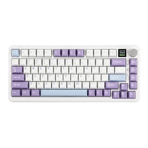 MechLands AK820 MAX HE Hall Effect Magnetic Gaming Keyboard, einstellbare Betätigung, 3 Modi Wireless Rapid Fast Keyboard mit Bildschirm & Knopf, cremefarbene Dichtung, RGB, NKRO für Win/Mac (Weiß) von MechLands