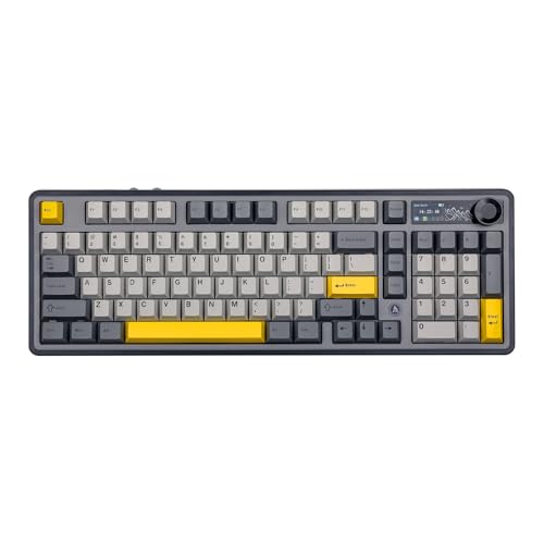 MechLands AJAZZ AK980 98% Mechanische, BT5.0/USB-C/2.4GHz Wireless Gaming Tastatur, Hot Swappable mit 1.14''TFT Bildschirm, Knopf, RGB für Win/Mac (Schwarz, Geschenk V2 Switch) von MechLands